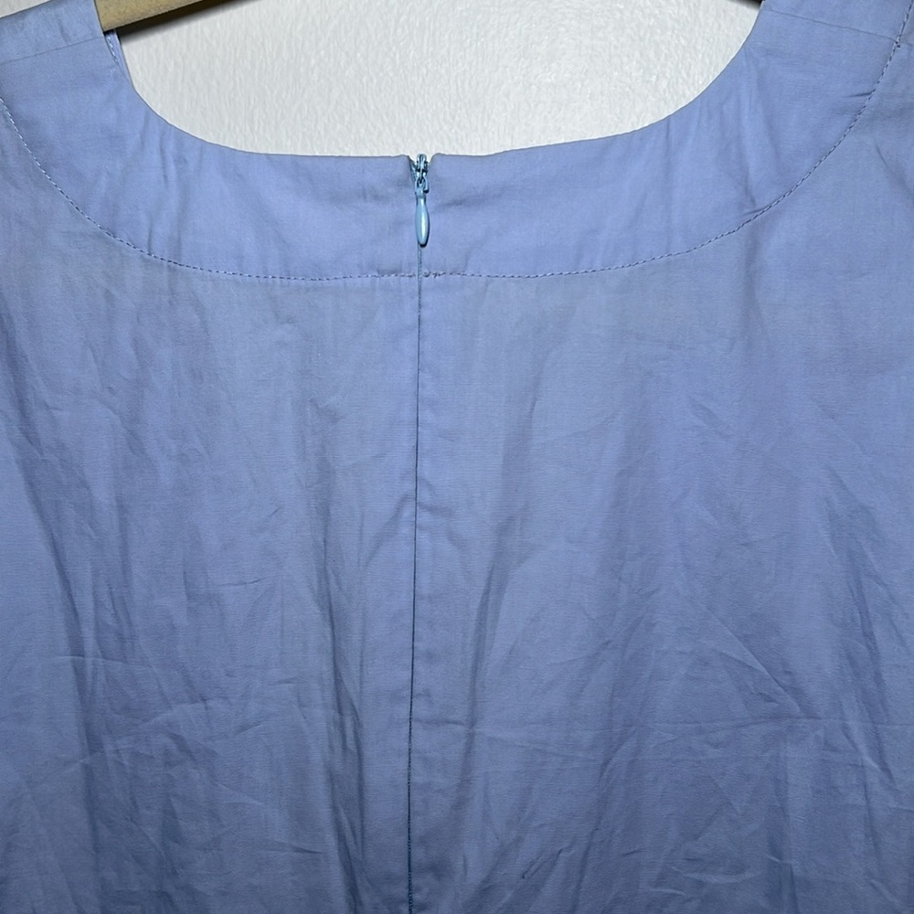 English Factory Light Blue Asymmetrical Tie Front Oxford like Blouse - Picture 7 of 7